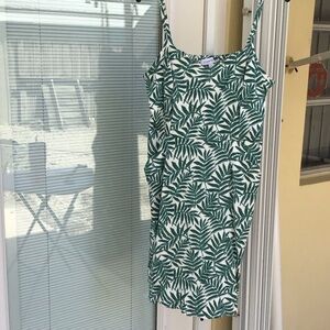 41 Hawthorn White Midi Slip Dress with Green Leaf Print